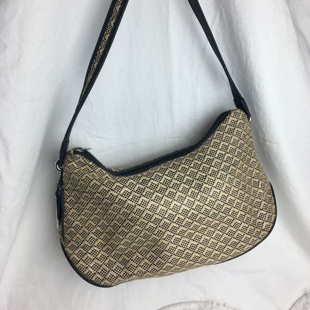 Rolfs Straw Tan & Black Shoulder Purse